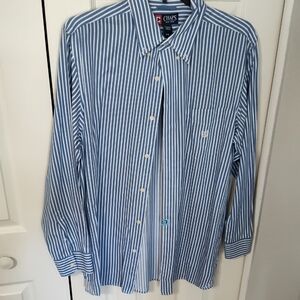 Chaps Men's Blue and White Striped Shirt sz large